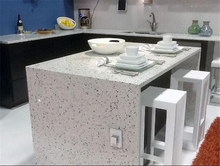 white diamond quartz countertop for kitchen