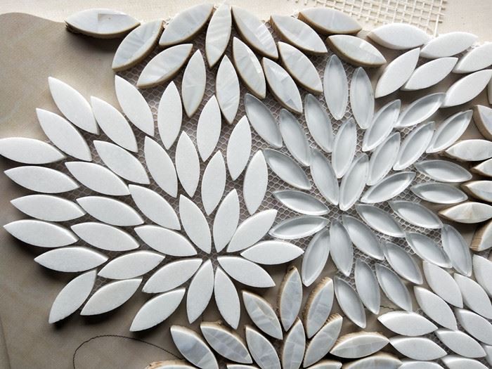 marble and glass mosaic tile for bathroom