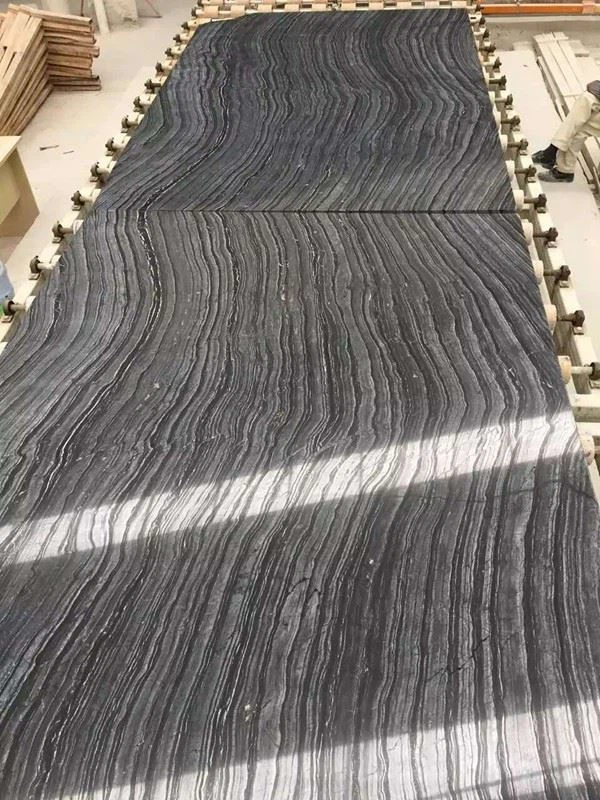 Black Wooden Marble Slab Book Matched
